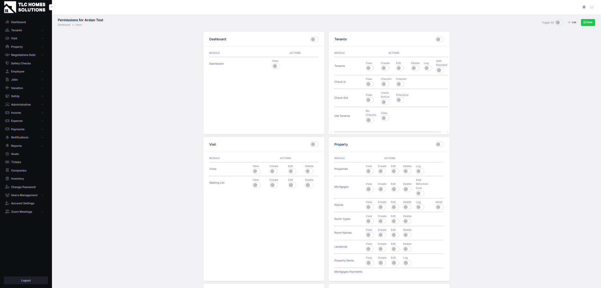 TLC Home Solution Permissions